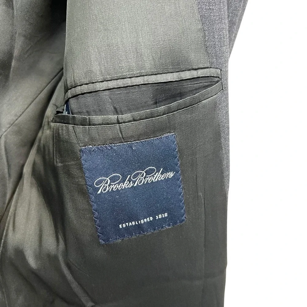 Brooks Brothers Mens Wool Pinstripe Blazer Suit 2 Button Vented Gray Size 42S